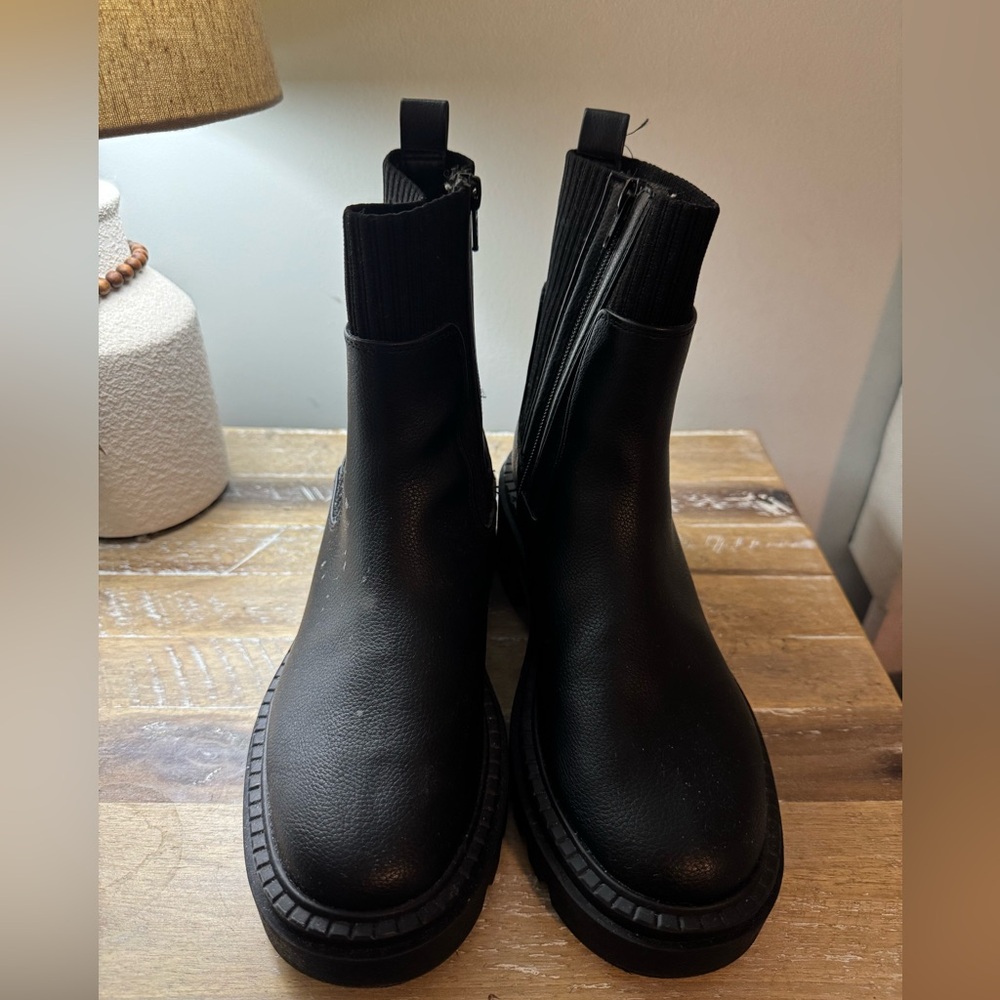 Black Leather Ankle Boots